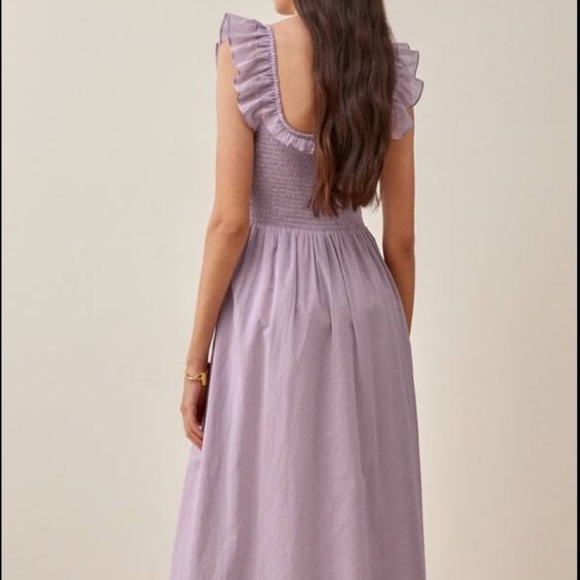 REFORMATION Noreen Smocked Ruffle Dress Midi - Picture 3 of 12